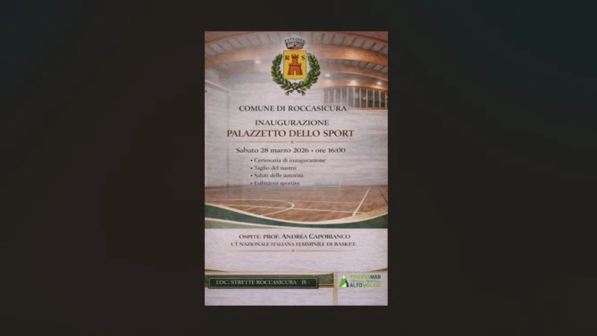 Roccasicura inaugura il nuovo Palazzetto dello Sport